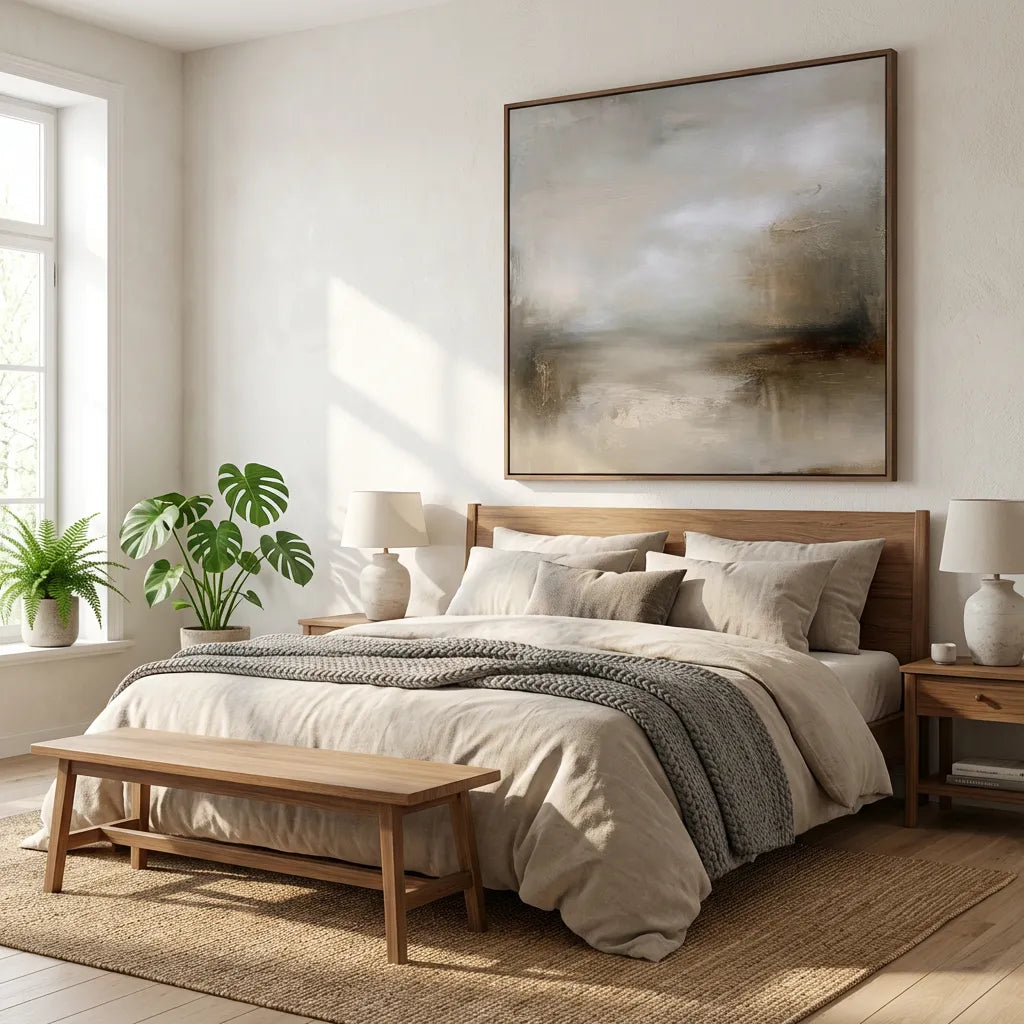 Beige Gray Minimal Abstract Painting TA