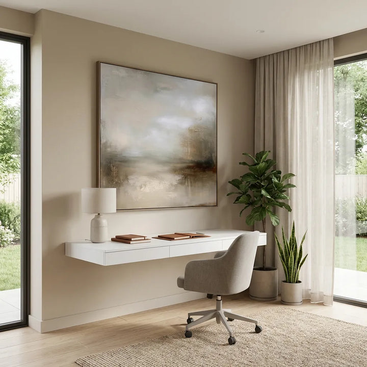 Beige Gray Minimal Abstract Painting TA