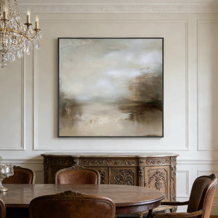 Beige Gray Minimal Abstract Painting TA