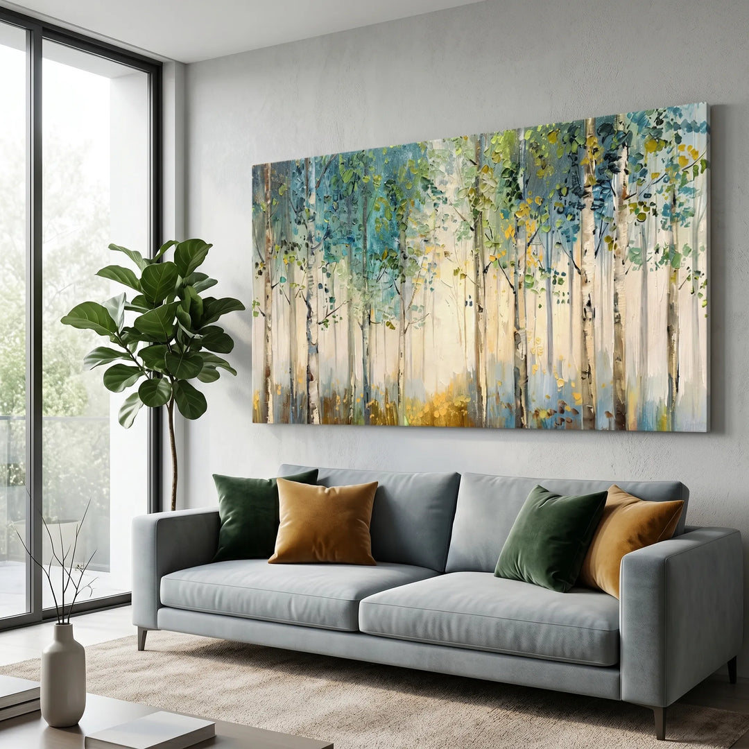 Birch Forest Original Oil Painting Canvas Wall Art AA