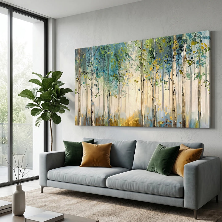 Birch Forest Original Oil Painting Canvas Wall Art AA