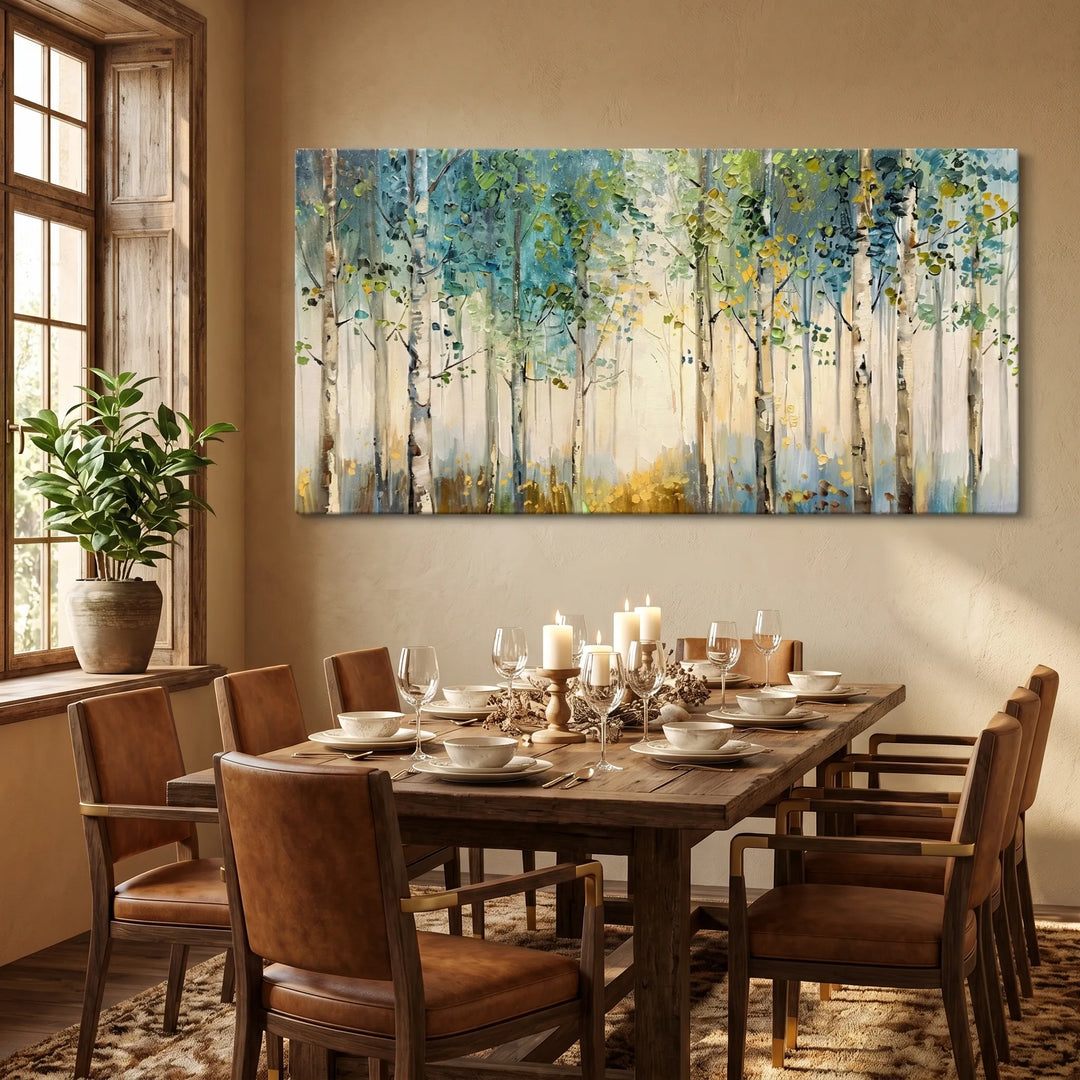 Birch Forest Original Oil Painting Canvas Wall Art AA