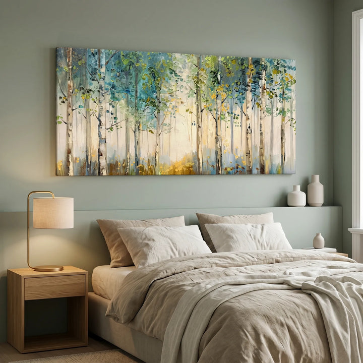 Birch Forest Original Oil Painting Canvas Wall Art AA