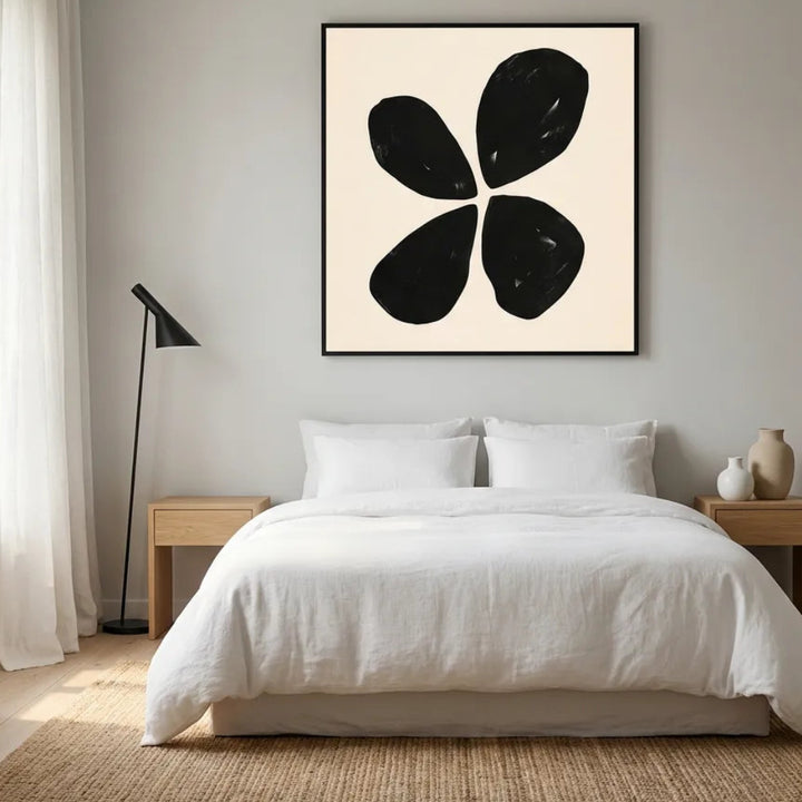 Black Minimalist Floral Painting TA