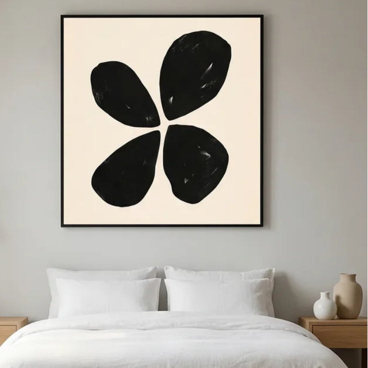 Black Minimalist Floral Painting TA#3017 — Existing room preview room preview