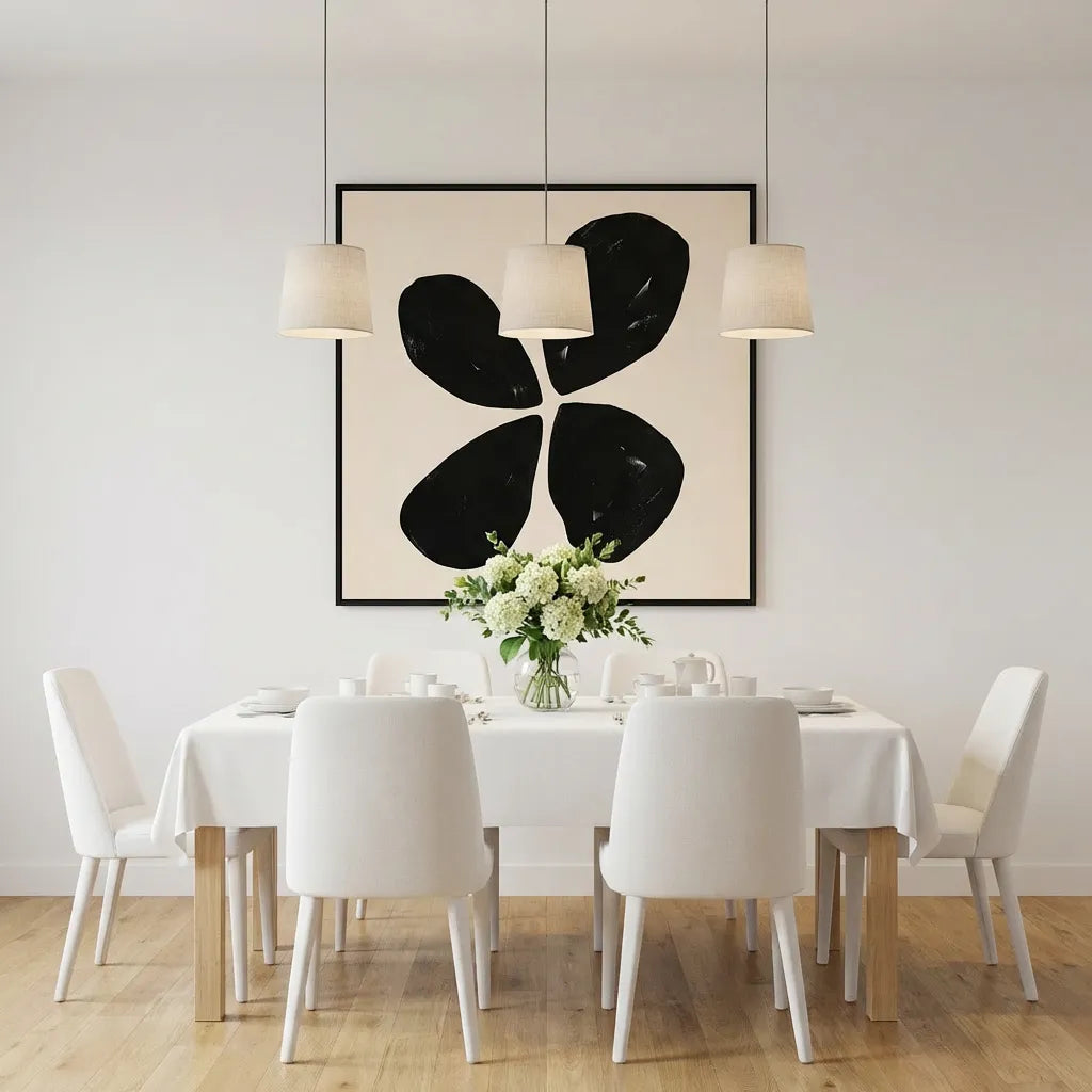 Black Minimalist Floral Painting TA