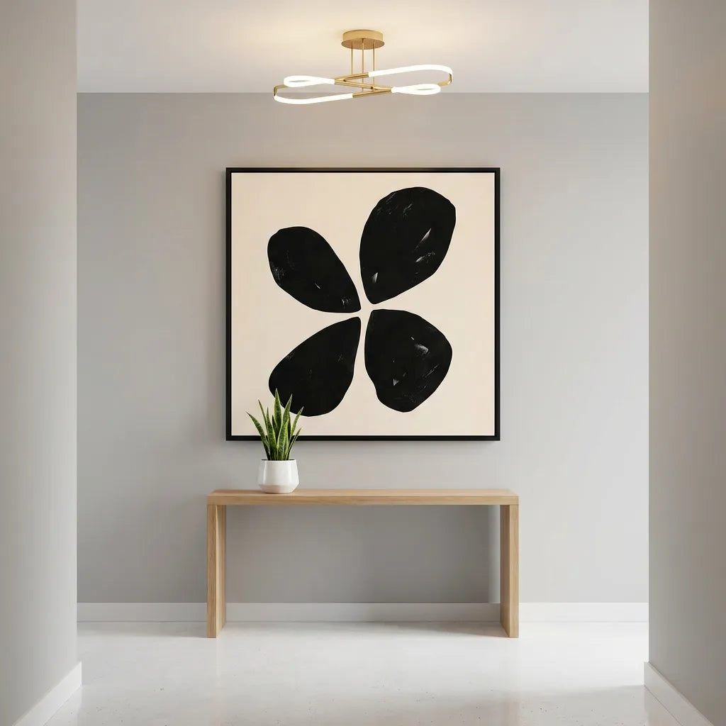 Black Minimalist Floral Painting TA