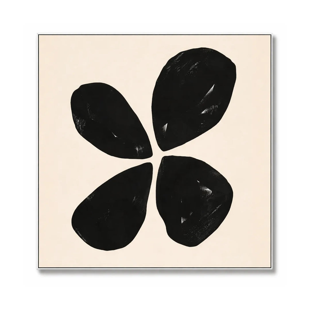 Black Minimalist Floral Painting TA