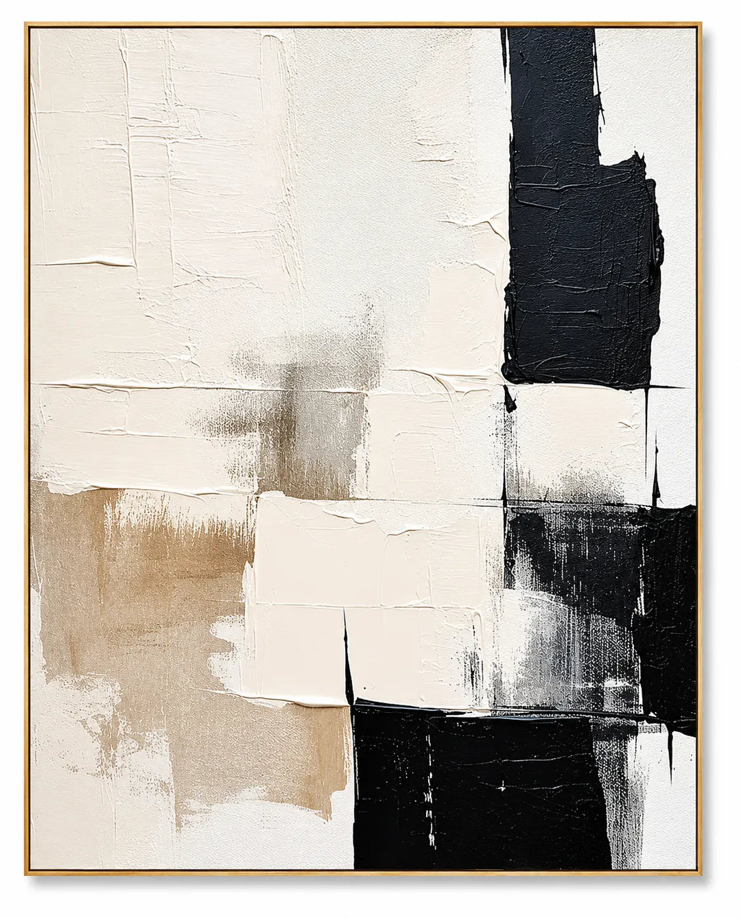 Black White Abstract Original Oil Painting Wall Art AA