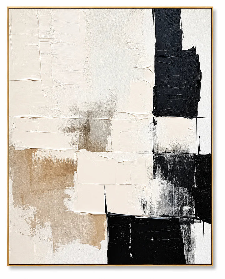 Black White Abstract Original Oil Painting Wall Art AA