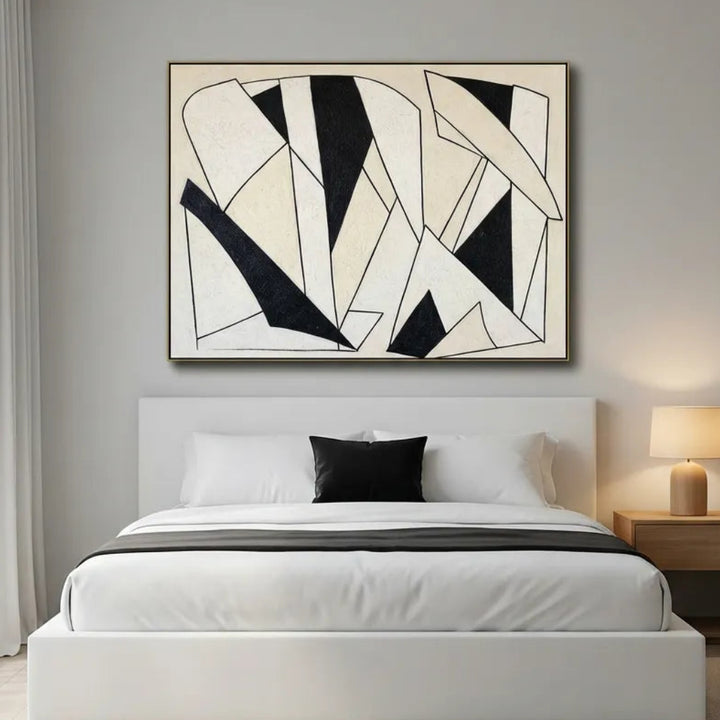 Black &amp; White Abstract Line Painting TA