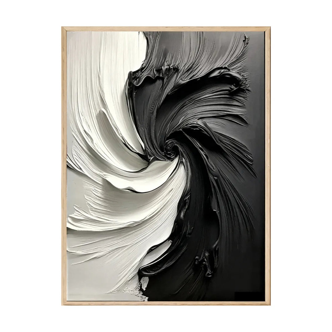 Black &amp; White Abstract Swirl Painting TA