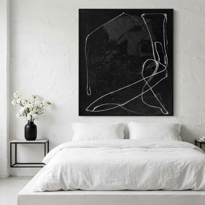 Black and White Minimal Line Abstract Painting TA