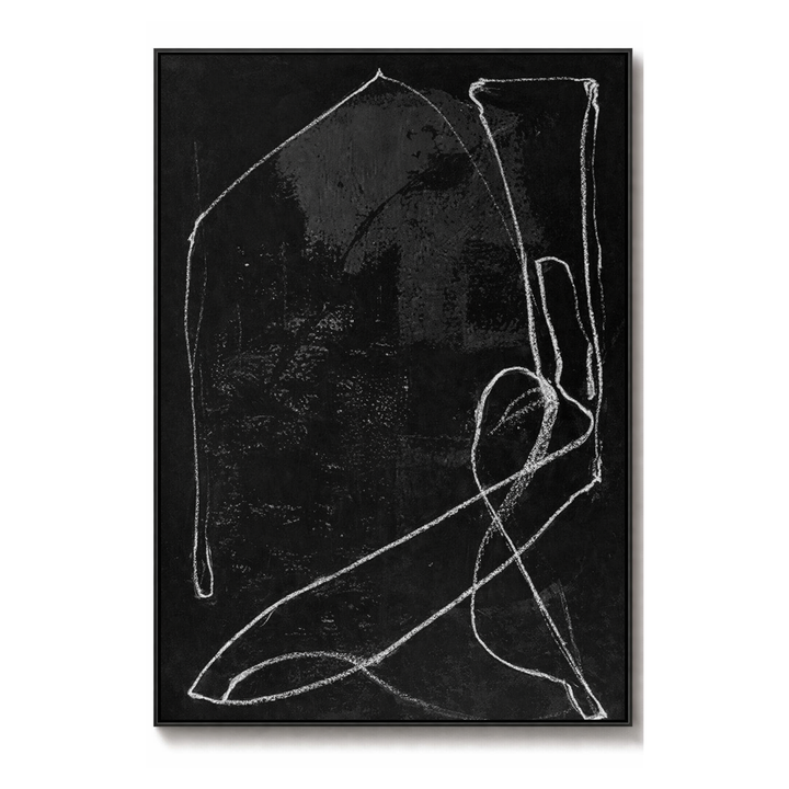 Black and White Minimal Line Abstract Painting TA