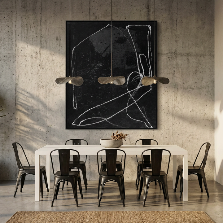 Black and White Minimal Line Abstract Painting TA