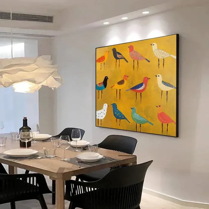 Yellow Birds Abstract Painting MT