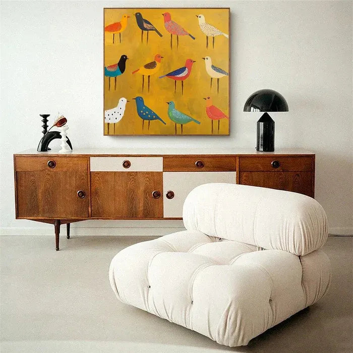 Yellow Birds Abstract Painting MT
