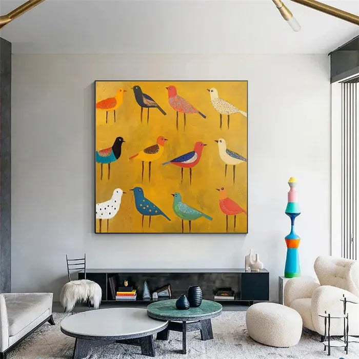 Yellow Birds Abstract Painting MT