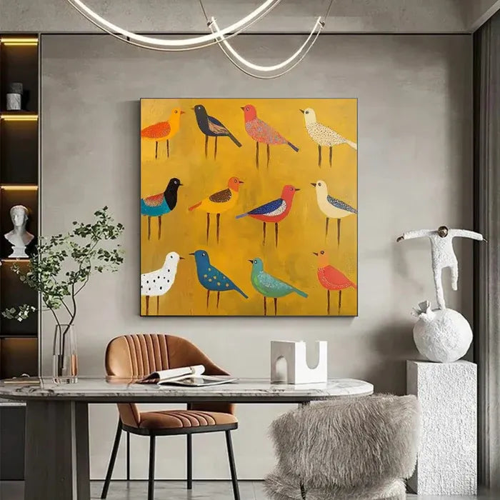 Yellow Birds Abstract Painting MT