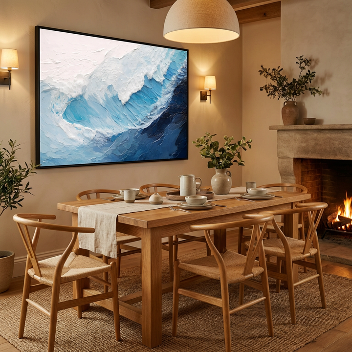 Blue Wave Impasto Abstract Painting TA#2944