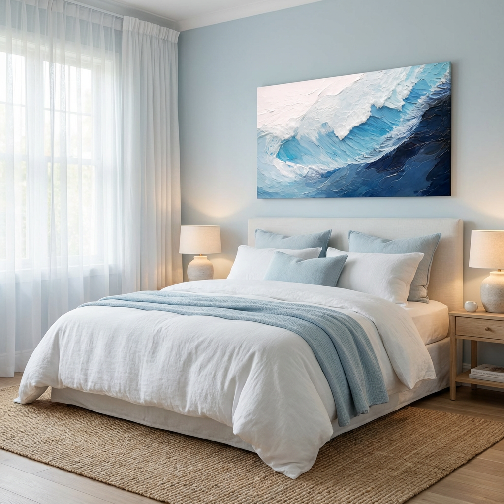 Blue Wave Impasto Abstract Painting TA#2944