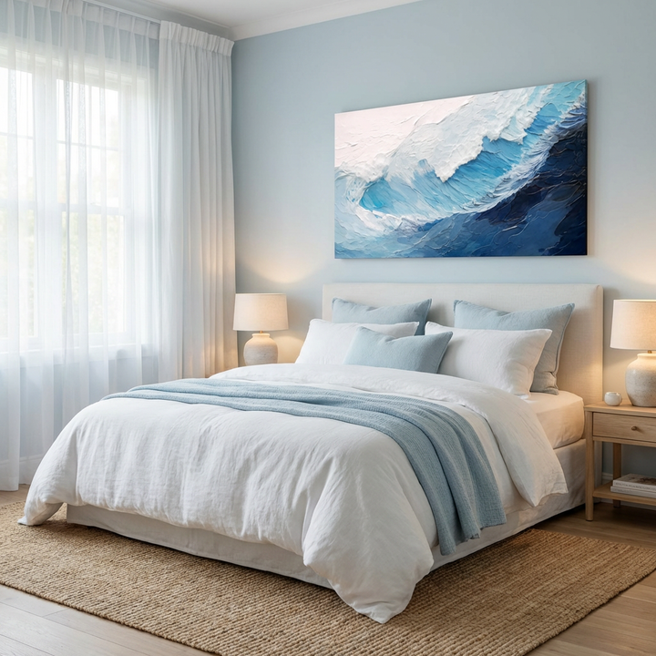 Blue Wave Impasto Abstract Painting TA#2944