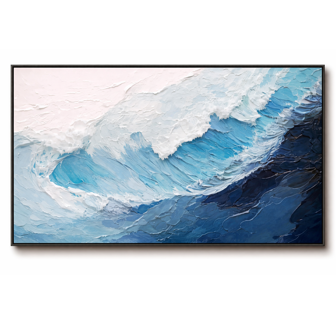Blue Wave Impasto Abstract Painting TA#2944