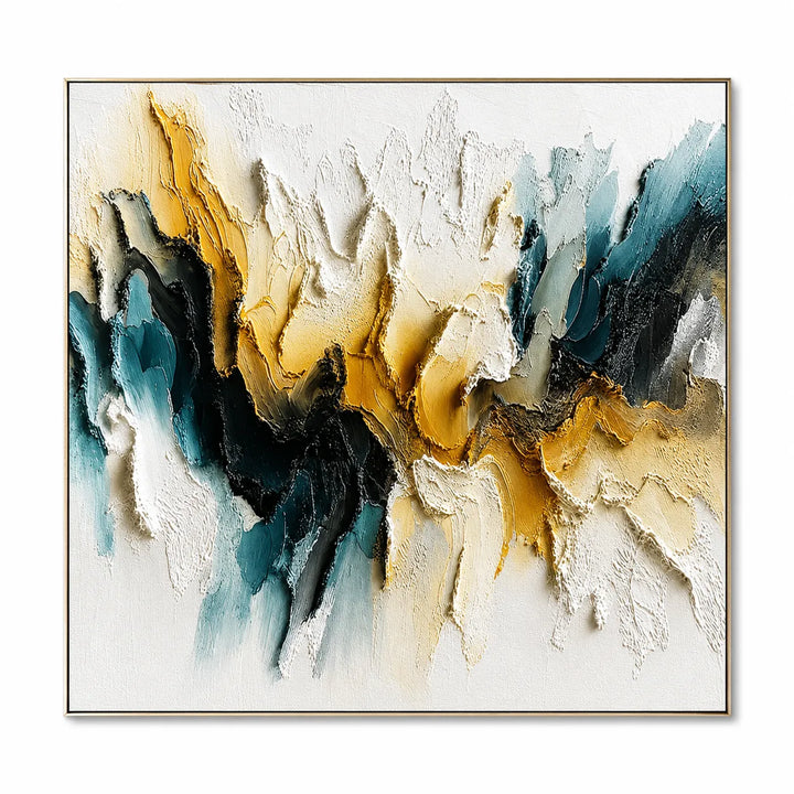 Blue White Abstract Textured Oil Painting AA