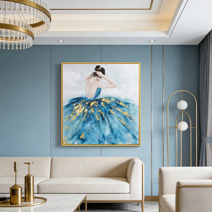 Blue &amp; Gold Ballet Dress Painting PP