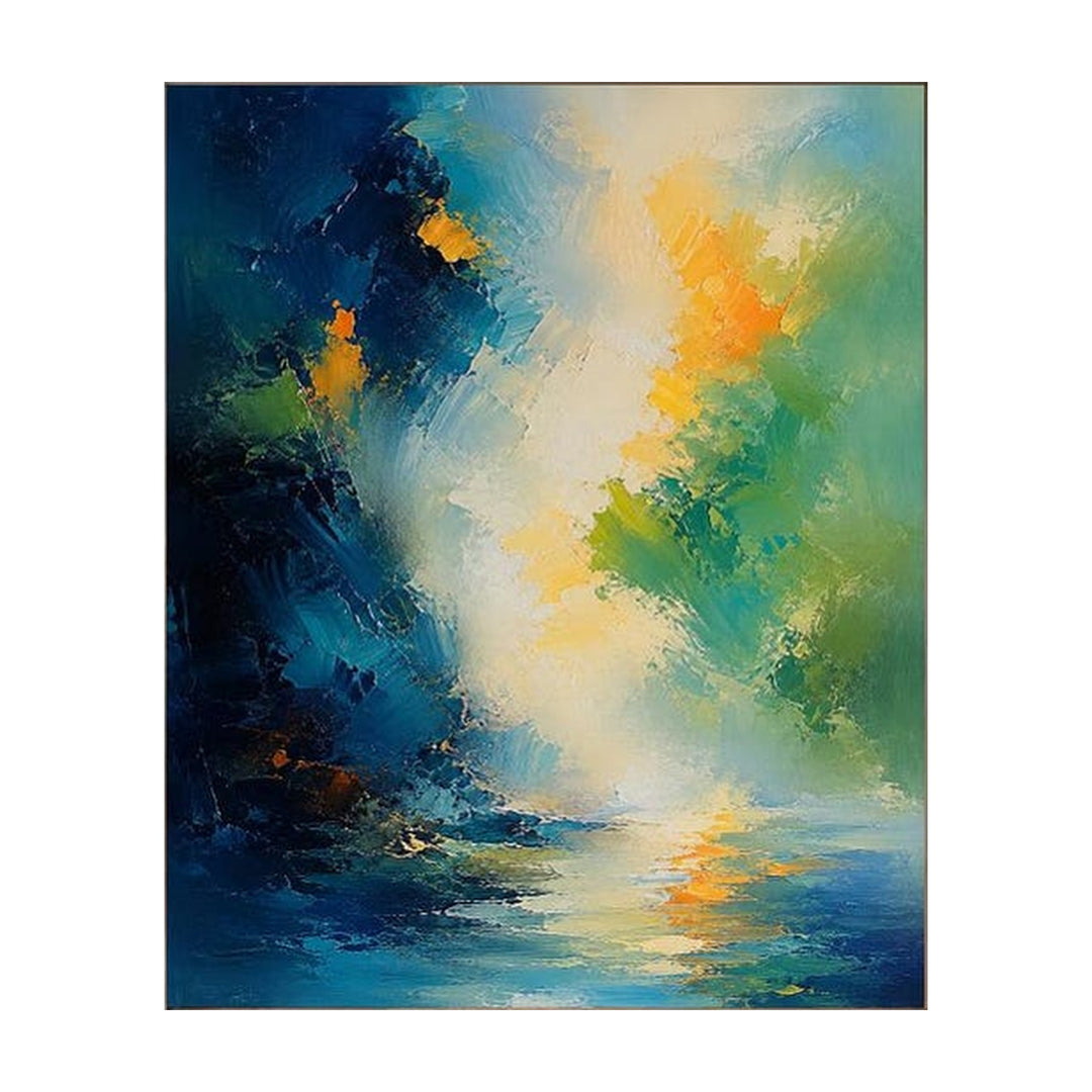 Blue Green Abstract Hand-Painted | HM