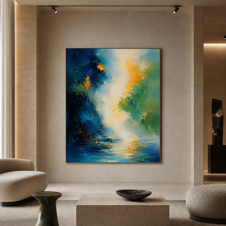 Blue Green Abstract Hand-Painted | HM