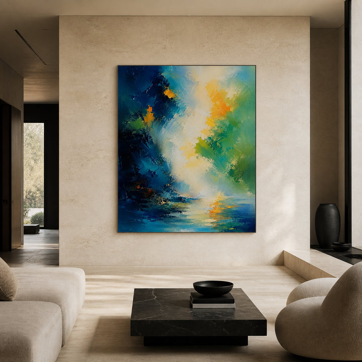 Blue Green Abstract Hand-Painted | HM