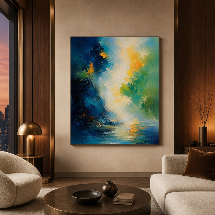 Blue Green Abstract Hand-Painted | HM