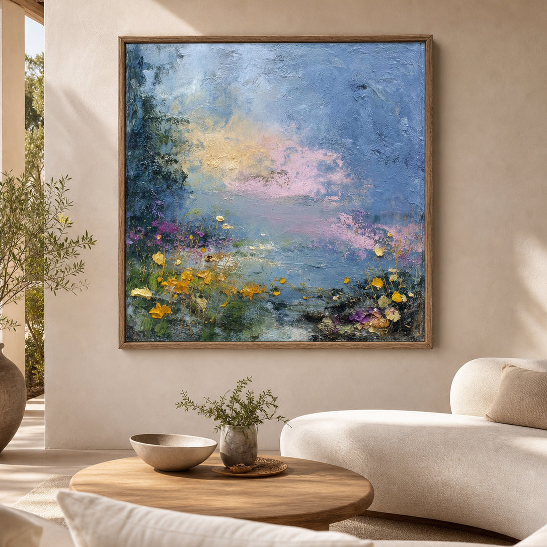 Blue Impressionist Wildflower Hand-Painted | HM#0733 — Existing room preview room preview