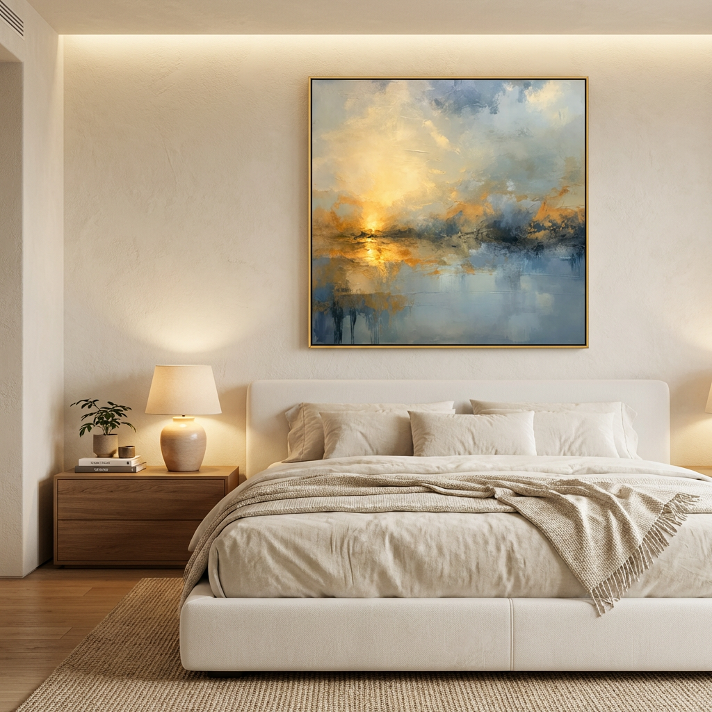 Blue and Gold Abstract Painting TA