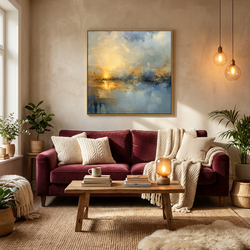Blue and Gold Abstract Painting TA