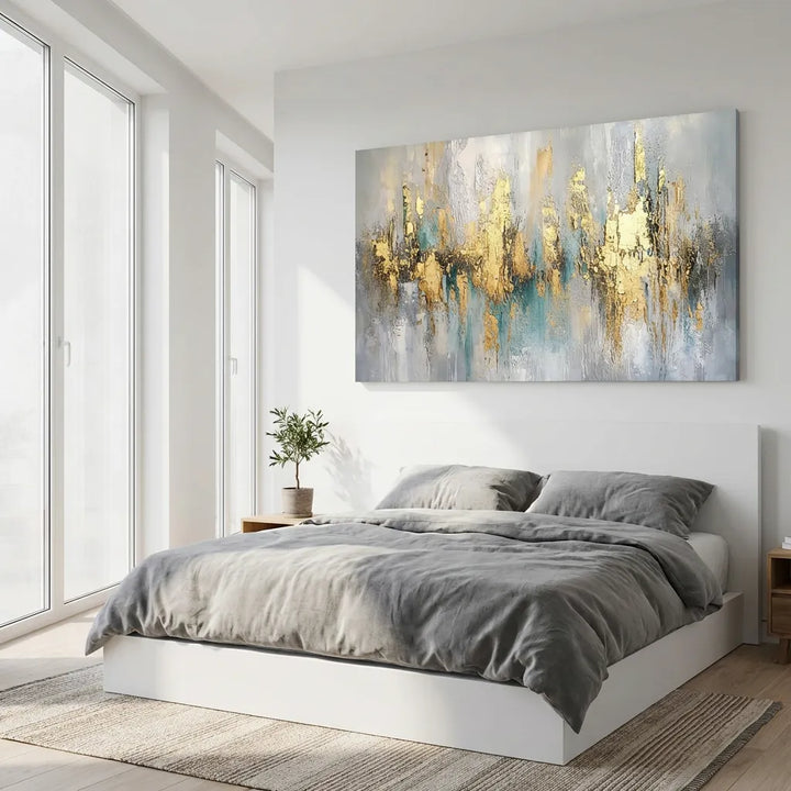 Blue and Gold Abstract Landscape Painting TA