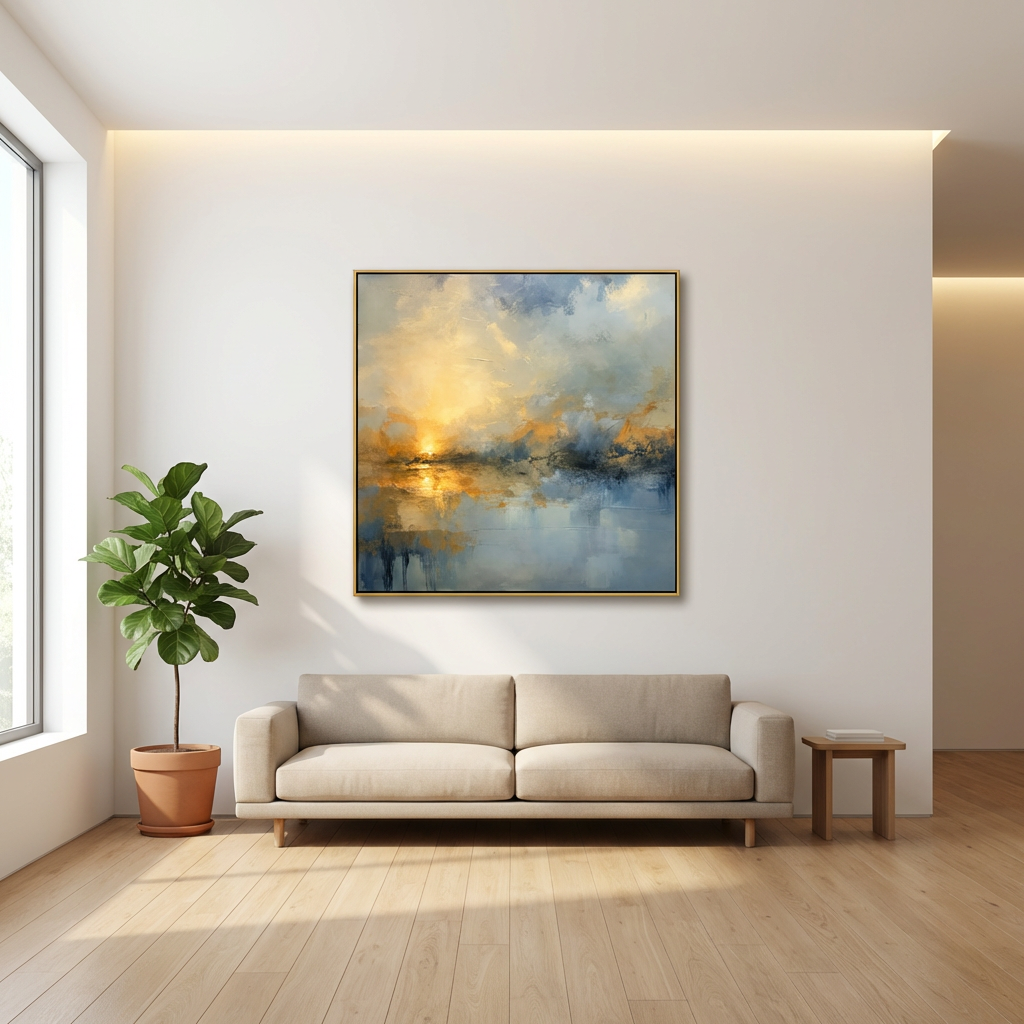 Blue and Gold Abstract Painting TA