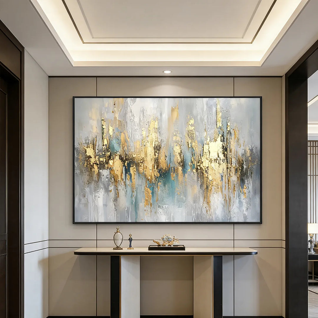 Blue and Gold Abstract Landscape Painting TA