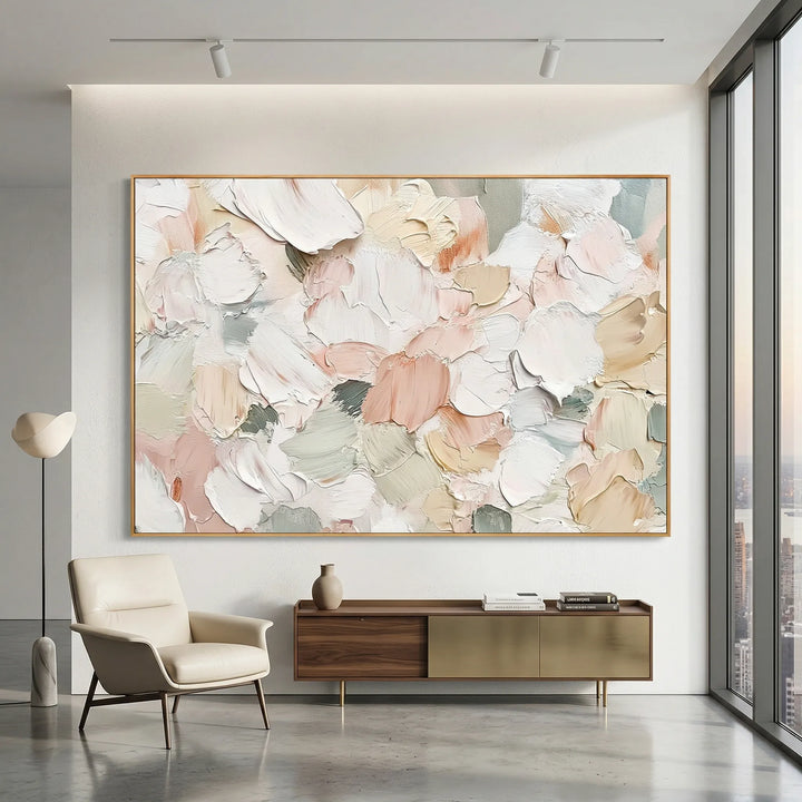 Blush Petal Palette Thick Impasto Abstract Floral Art TA