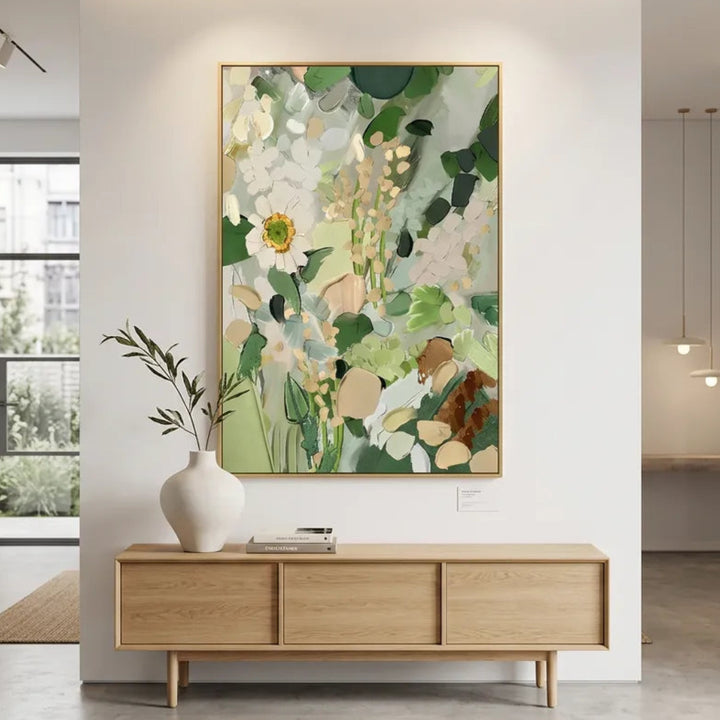 Blush Water Lily Thick Impasto Floral Canvas Art TA
