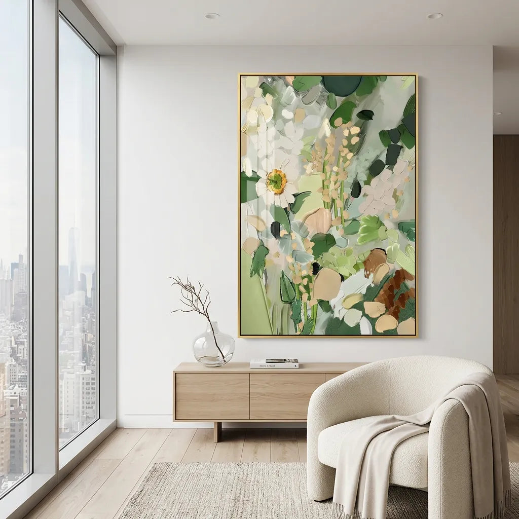 Blush Water Lily Thick Impasto Floral Canvas Art TA
