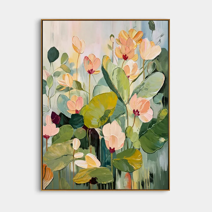 Blush Water Lily Thick Impasto Floral Canvas Art TA