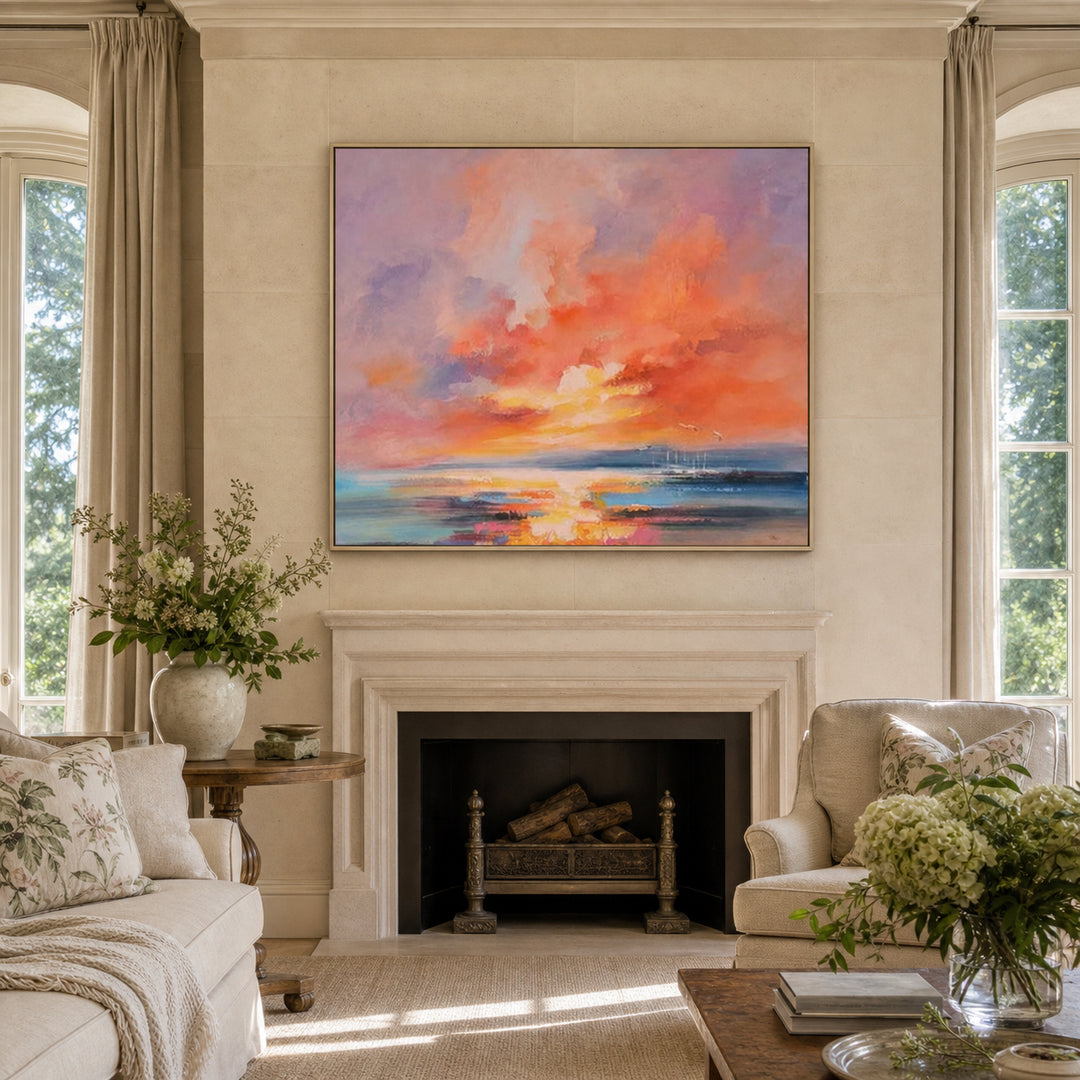Blush Sunset Seascape Hand-Painted | HM