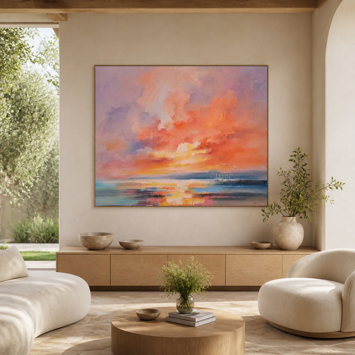 Blush Sunset Seascape Hand-Painted | HM