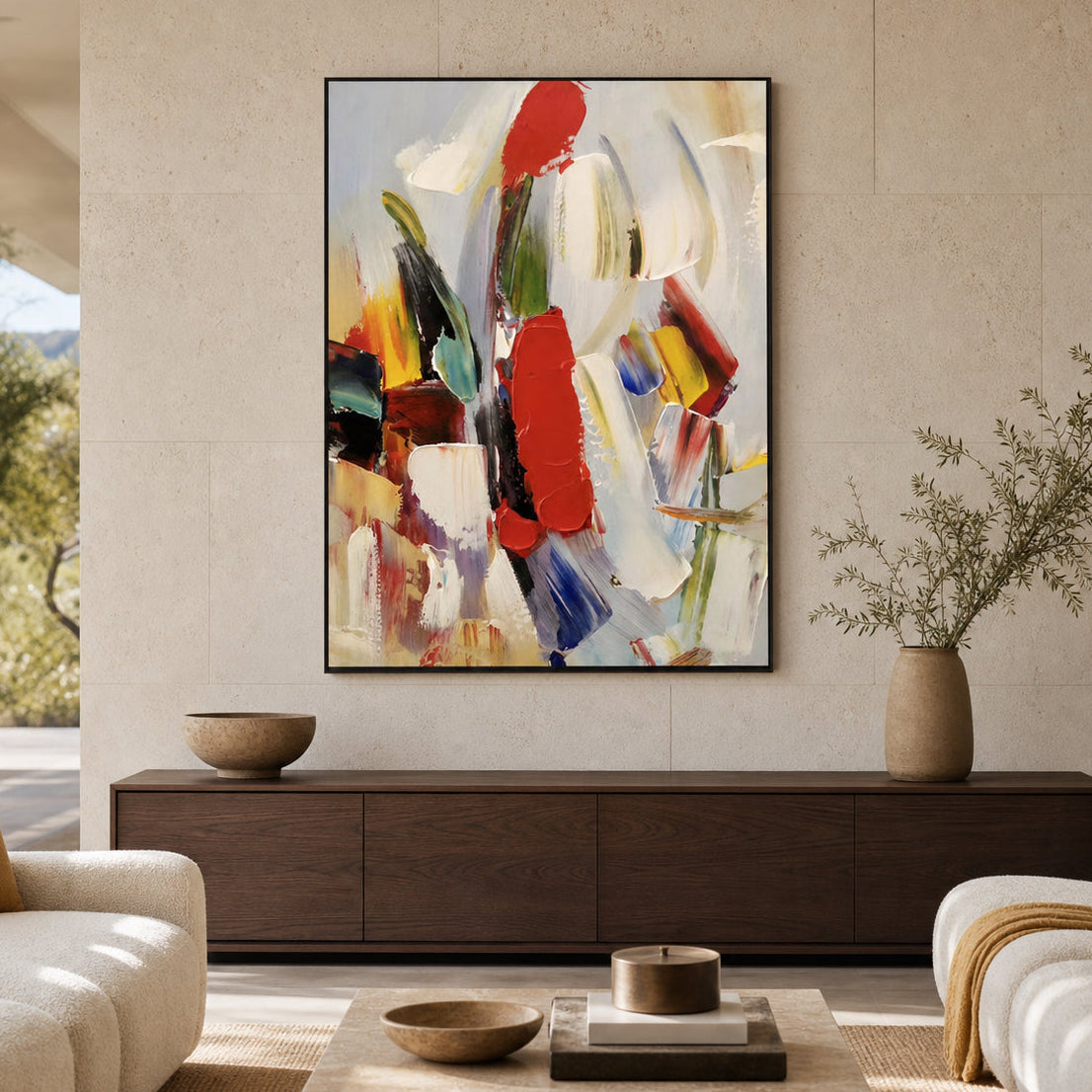 Bold Geometric Abstract Hand-Painted | HM#0713 — Existing room preview room preview