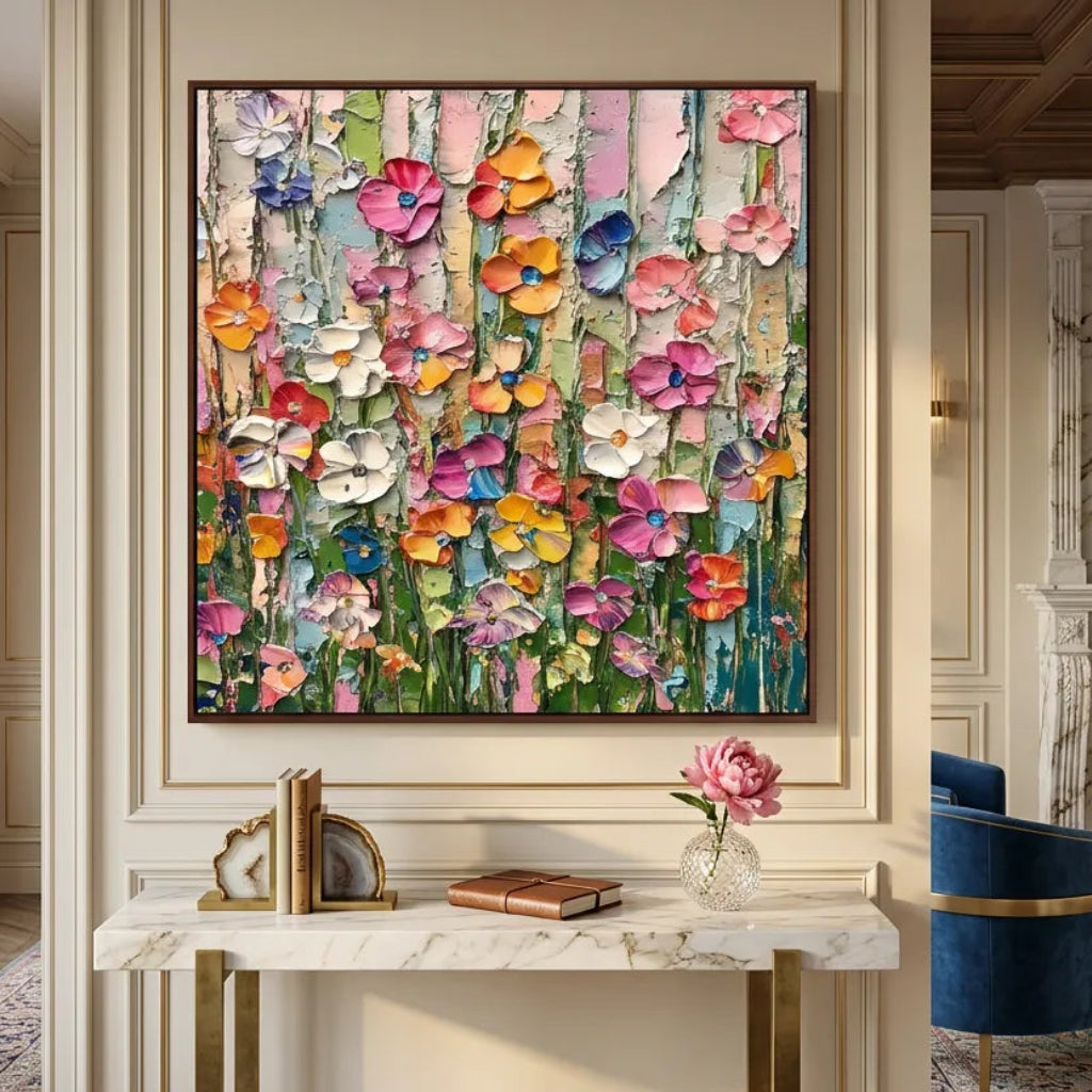 Candy Bloom Textured Impasto Floral Canvas Art TA#030513