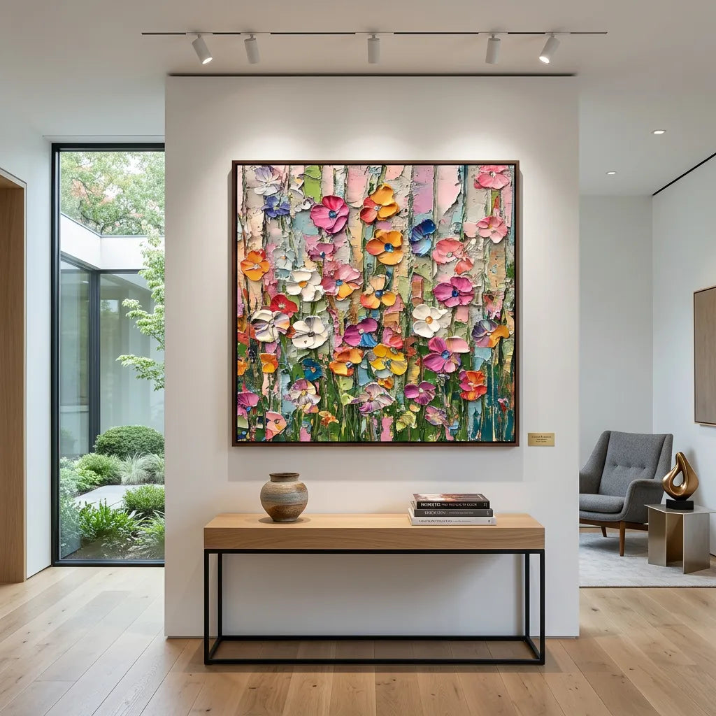 Candy Bloom Textured Impasto Floral Canvas Art TA