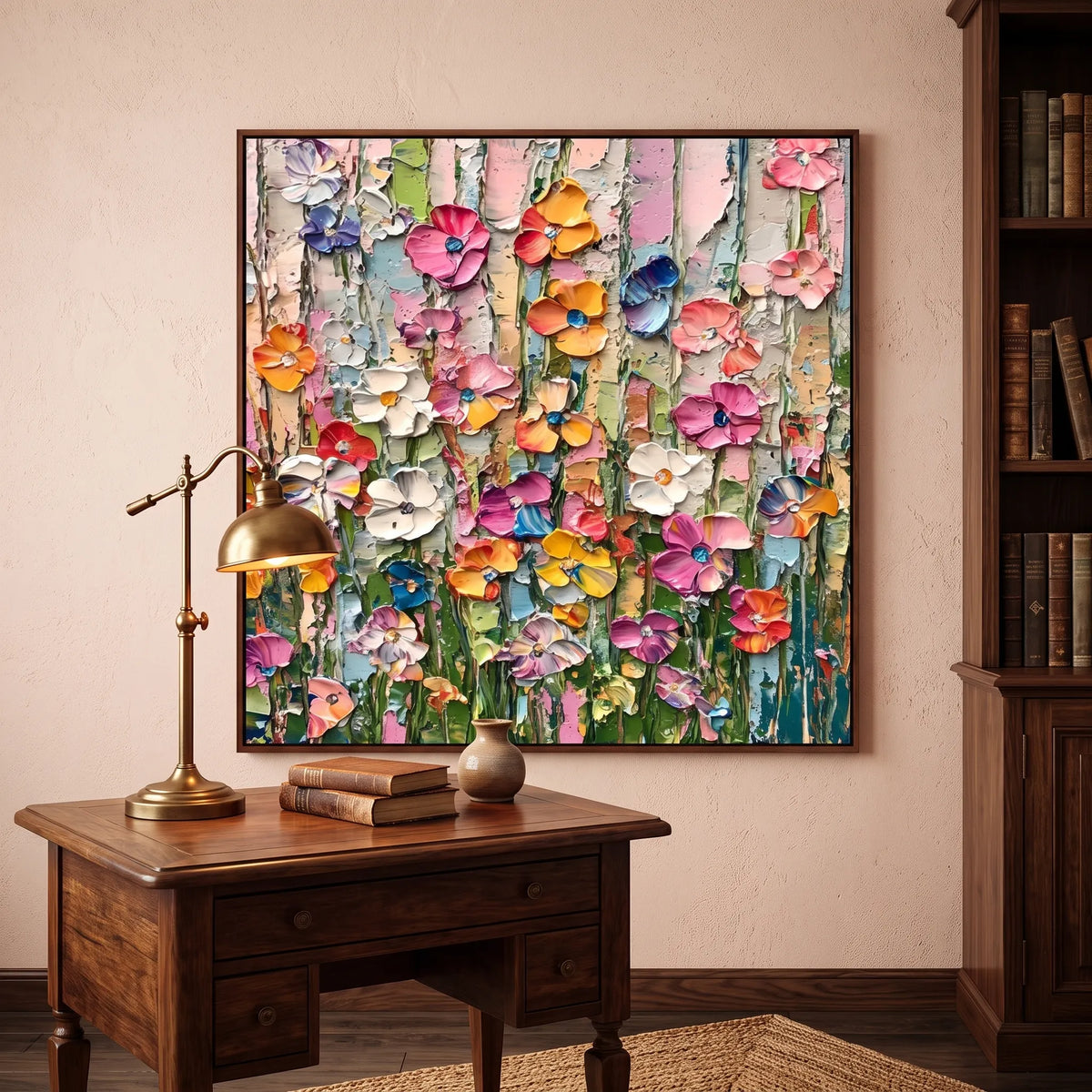Candy Bloom Textured Impasto Floral Canvas Art TA#030513