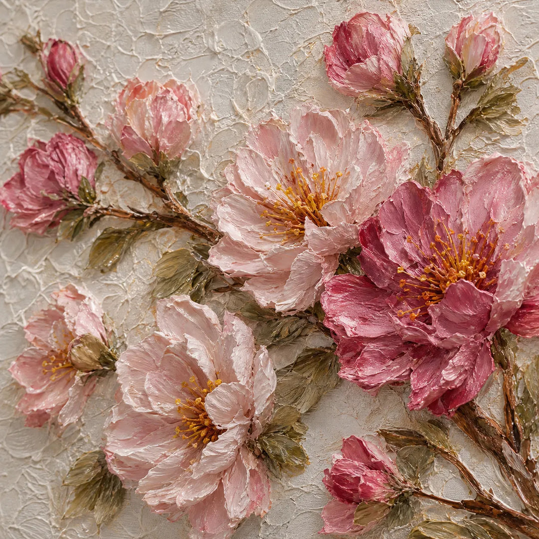 3D Cherry Blossom Shabby Chic Floral Oil Painting HP